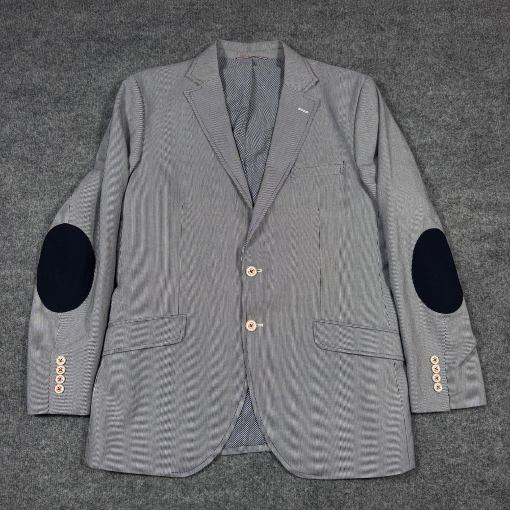 El Ganso Blazer Elbow Patch Mens 54/44 Cotton Subalpino Italian Fabric Striped
